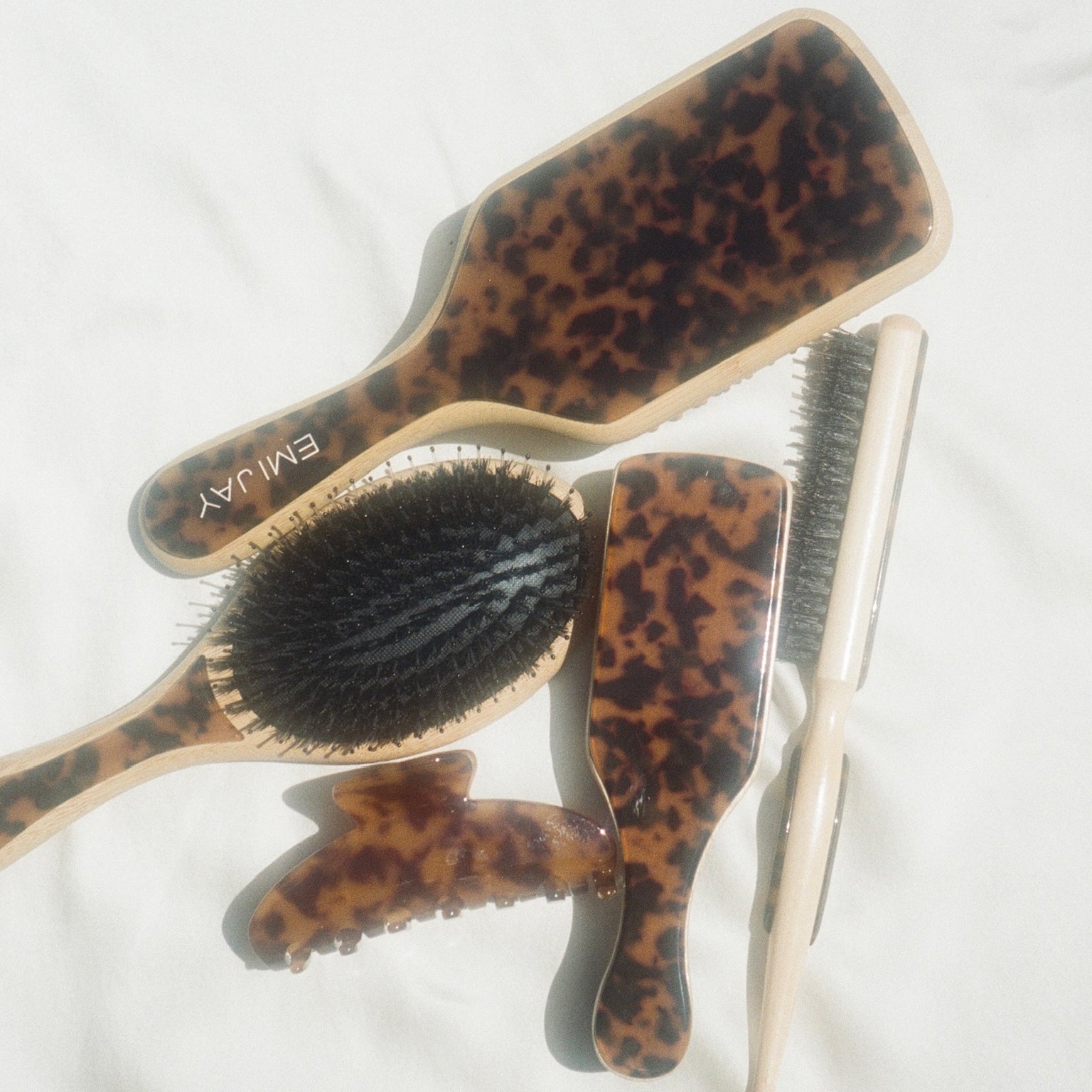 Mini Boar Bristle Brush in Tortoise - Image 2