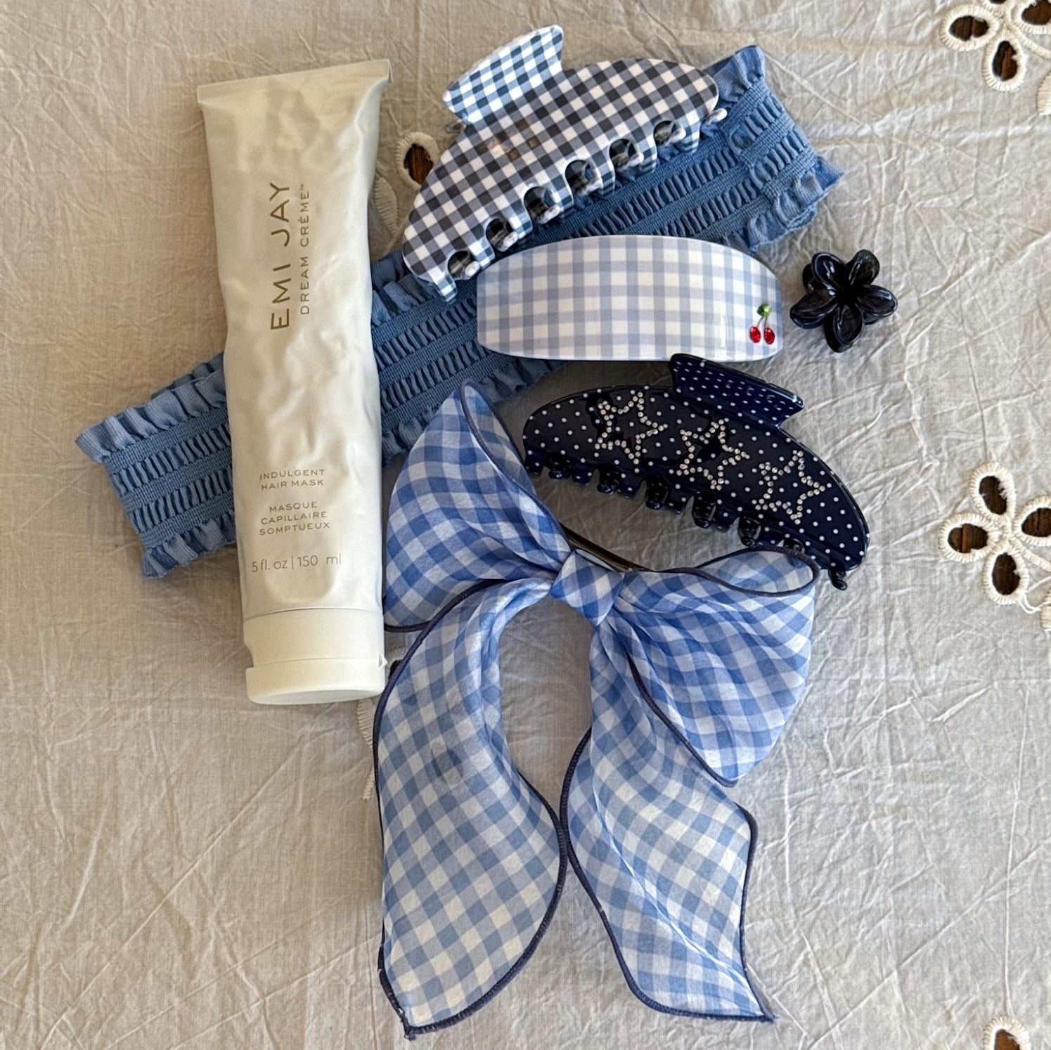 Ponytail Barrette in Blue Cherry Picnic - Image 3
