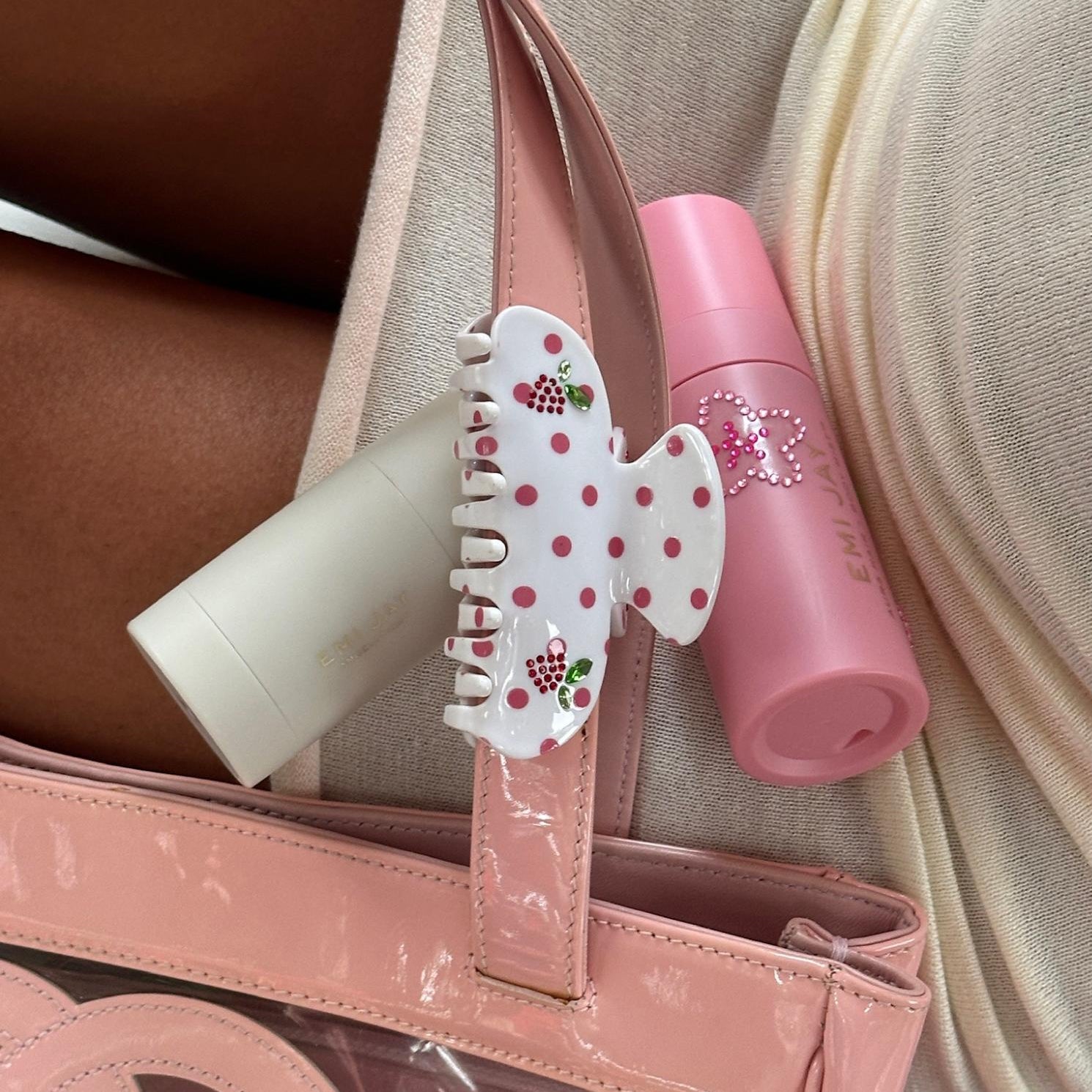 Sweetheart Clip in Coconut Berry Dot - Image 4